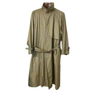Austin Reed Vintage Mens Khaki Long Trench Coat with Removable Wool Liner 40R